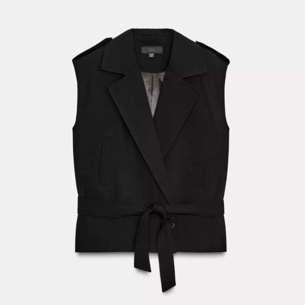 Zara belted vest shoulder pads black - Picture 3 of 11